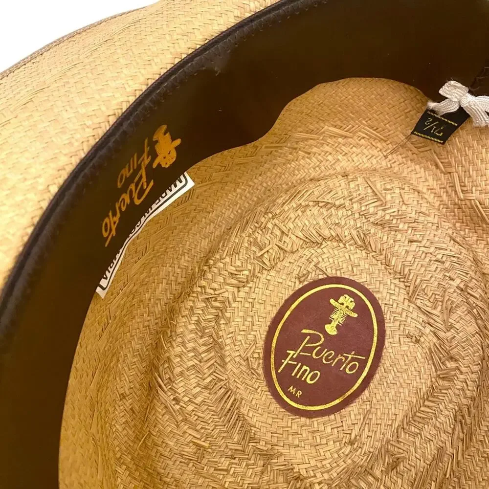 Puerto Fino Colombian Straw Hat Size 7 1/2 Tan Fedora